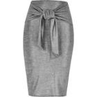 River Island Womens Silver Tied Waist Pencil Skirt