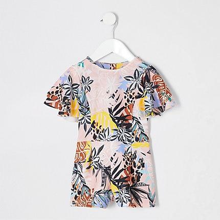 River Island Mini Girls Tropical Print Playsuit