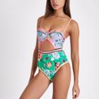 River Island Womens Floral Print Cut Out Swimsuit