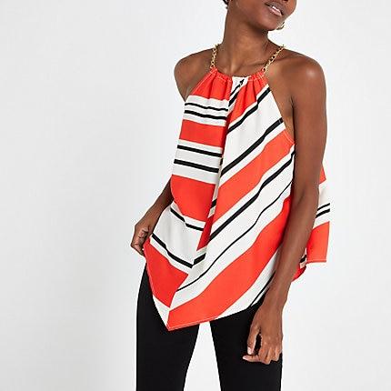 River Island Womens Stripe Halter Neck Top