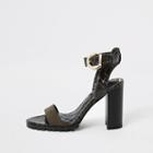 River Island Womens Embossed Cleated Block Heel Sandal