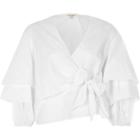 River Island Womens White Tied Puff Sleeve Blouse