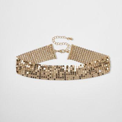 River Island Womens Gold Tone Chainmail Choker