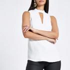 River Island Womens White Sleeveless Cut Out Top