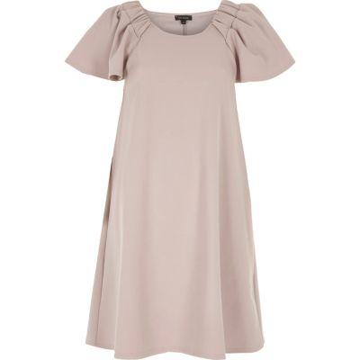 River Island Womens Nude Frill Sleeve Dress