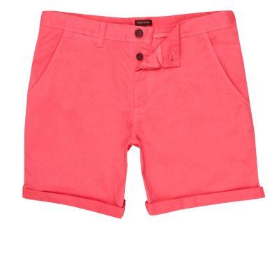 River Island Mens Red Rolled Hem Chino Shorts