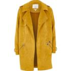 River Island Womens Petite Yellow Faux Suede Trench Coat
