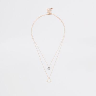 River Island Mens Gold Tone Coin Chain Necklace Multipack