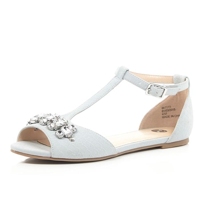 River Island Womens Embellished T-bar Shoes