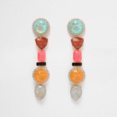 River Island Womens Multi Colour Mixed Jewel Dangle Earrings