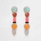 River Island Womens Multi Colour Mixed Jewel Dangle Earrings