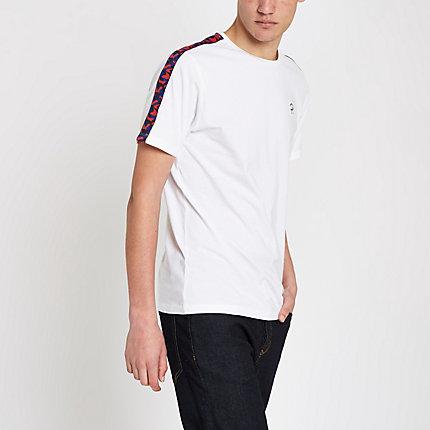 River Island Mens White Camo Tape Slim Fit T-shirt