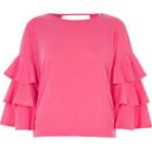 River Island Womens Knit Frill Sleeve Top