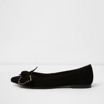 River Island Womens Suede Studded Bow Pointed Shoes