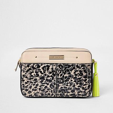 River Island Womens Leopard Print Neon Cross Body Bag