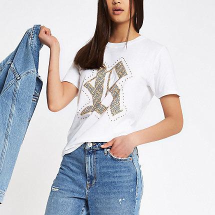 River Island Womens White Ri Print Family Twinning T-shirt