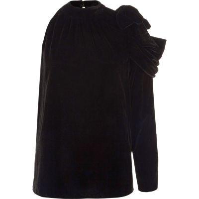 River Island Womens Velvet One Shoulder Ruched Top