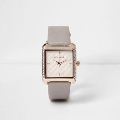 River Island Womens Diamante Square Face Watch