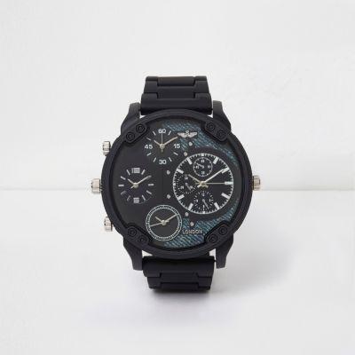 River Island Mens Rubber Strap Multiple Dials Watch
