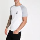 River Island Mens White Muscle Fit 'r95' Raglan T-shirt