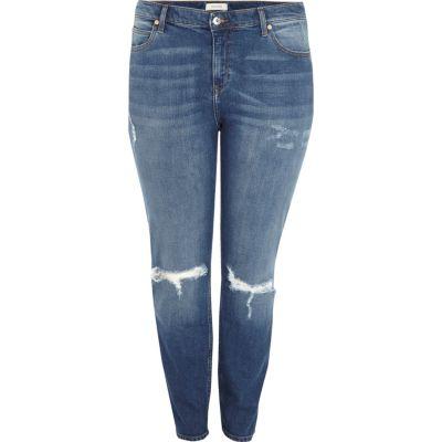 River Island Womens Plus Wash Mom Jeans