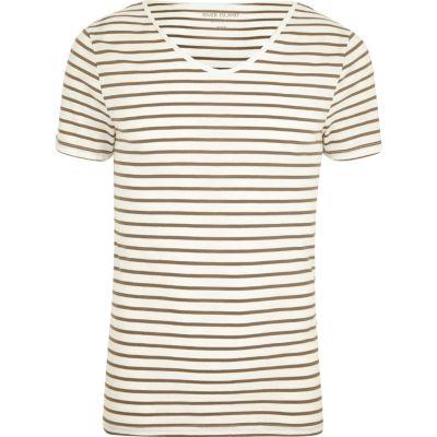 River Island Mens Stripe Short Sleeve Muscle Fit T-shirt