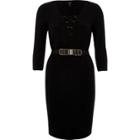 River Island Womens Lace-up Front Belted Bodycon Dress