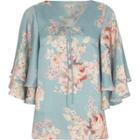 River Island Womens Floral Print Frill Sleeve Top