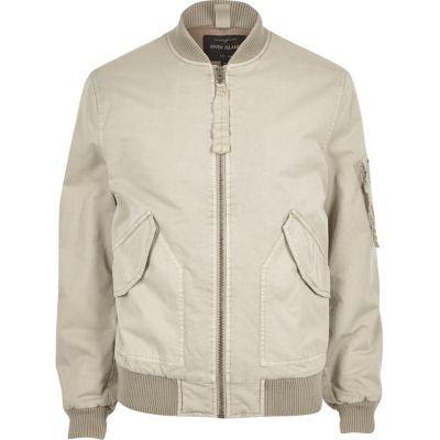 River Island Mens Beige Bomber Jacket