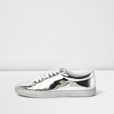 River Island Womens Silver Metallic Sneakers