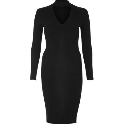 River Island Womens Ribbed Choker Bodycon Dress