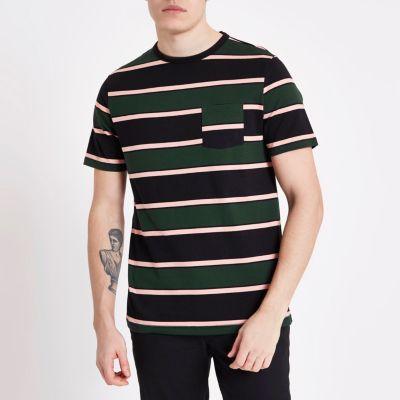 River Island Mens Striped Muscle Fit T-shirt