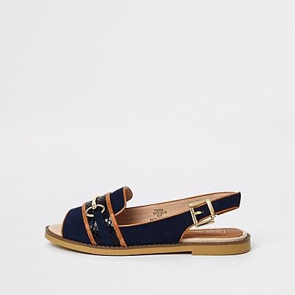 River Island Womens Snaffle Front Peep Toe Loafers