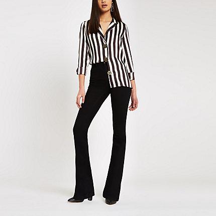 River Island Womens Stripe Satin Button Front Shirt