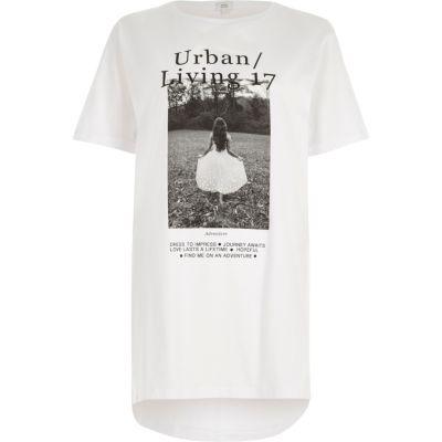 River Island Womens White 'urban Living' Photo Print T-shirt