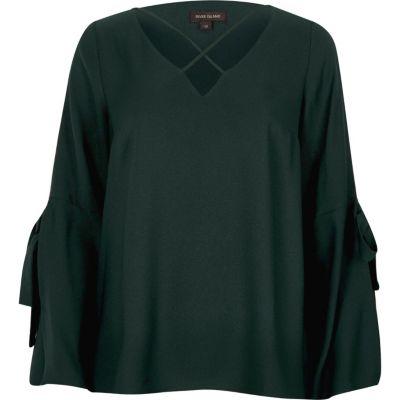 River Island Womens Cross Front Split Sleeve Blouse