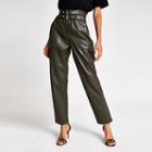 River Island Womens Belted Tapered Coated Trousers