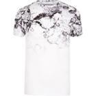 River Island Mens White Cracked Marble Fade Muscle Fit T-shirt