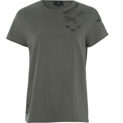 River Island Womens Slashed Short Sleeve T-shirt