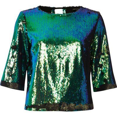 River Island Womens Sequin Grazer Top