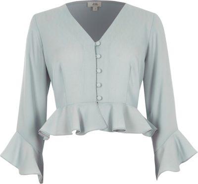 River Island Womens Frill Sleeve Crop Top