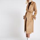 River Island Womens Faux Suede Eyelet Sleeve Trench Coat