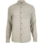 River Island Mensgrey Half Placket Shirt