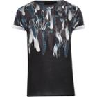 River Island Mensblack Faded Feather Print T-shirt