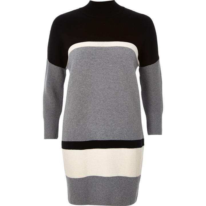 River Island Womens Ribbed Block Panel Jumper Dress