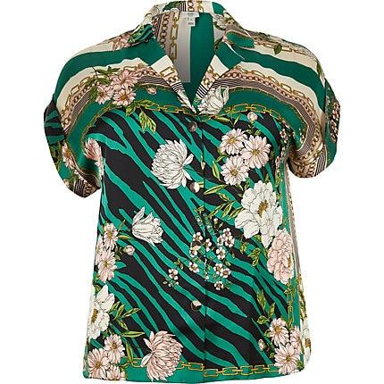 River Island Womens Plus Printed Short Sleeve Shirt