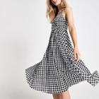River Island Womens White Dogtooth Check Wrap Pleated Dress