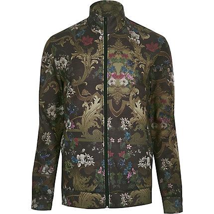 River Island Mens Slim Fit Mixed Print Track Jacket