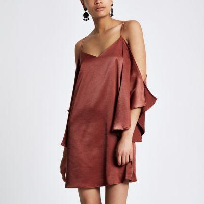 River Island Womens Cold Shoulder Cami Swing Dress