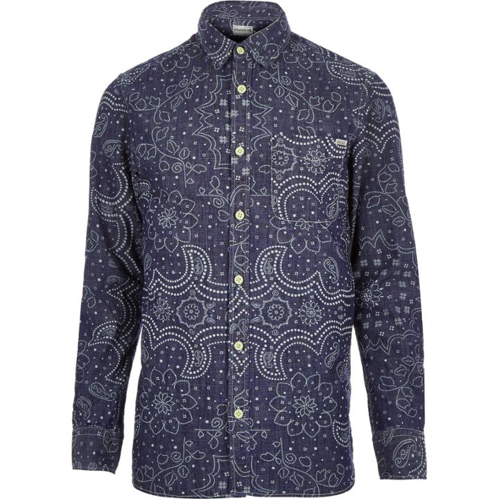 River Island Mensnavy Jack & Jones Premium Paisley Shirt